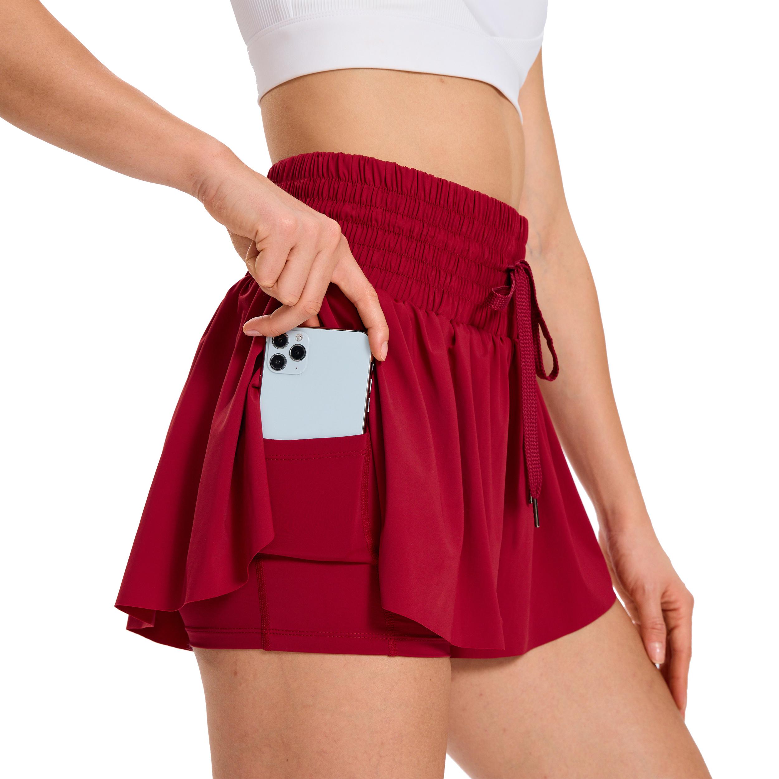 3 pcs / 3 sets High-Waist Flowy Athletic Sports Shorts for Women Casual Shirred Shorts, Golf Butterfly Skirt, Sport & Outdoor Clothing for Yoga, Workout, and Running,Women’s Workout Clothes, Gym Shorts for Women, Workout Shorts, Activewear