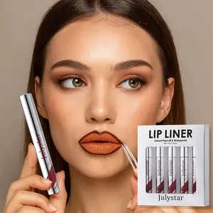 5 pieces, 5 colors, easily removable lipliner traces, with high pigment saturation color, durable waterproof formula, suitable for all day use, nourishes the matte effect of lipliner, and creates perfect lips, Lip Liner Pen