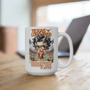 Texas Hook'em Horns Mug, Texas Longhorn Head, Texas football, Texas Hook Em Horns Mug, Texas Mug, Bull Mug 15oz