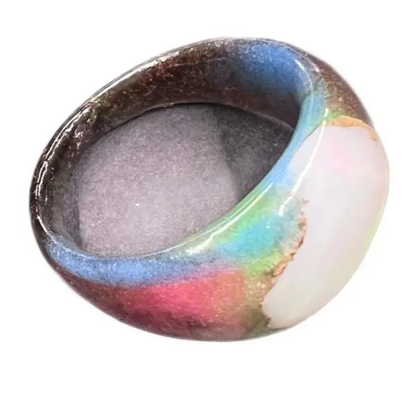 Opal and Epoxy Resin Ring Size 8