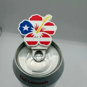 Flower soda can opener with Puerto Rico flag
