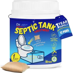 Septic Tank  Pods - 12 count for 1-Year  | Beneficial  & Enzymes Formula Ultra Concentrated for Clog Prevention & Odor Elimination | Suitable for  Septic Systems