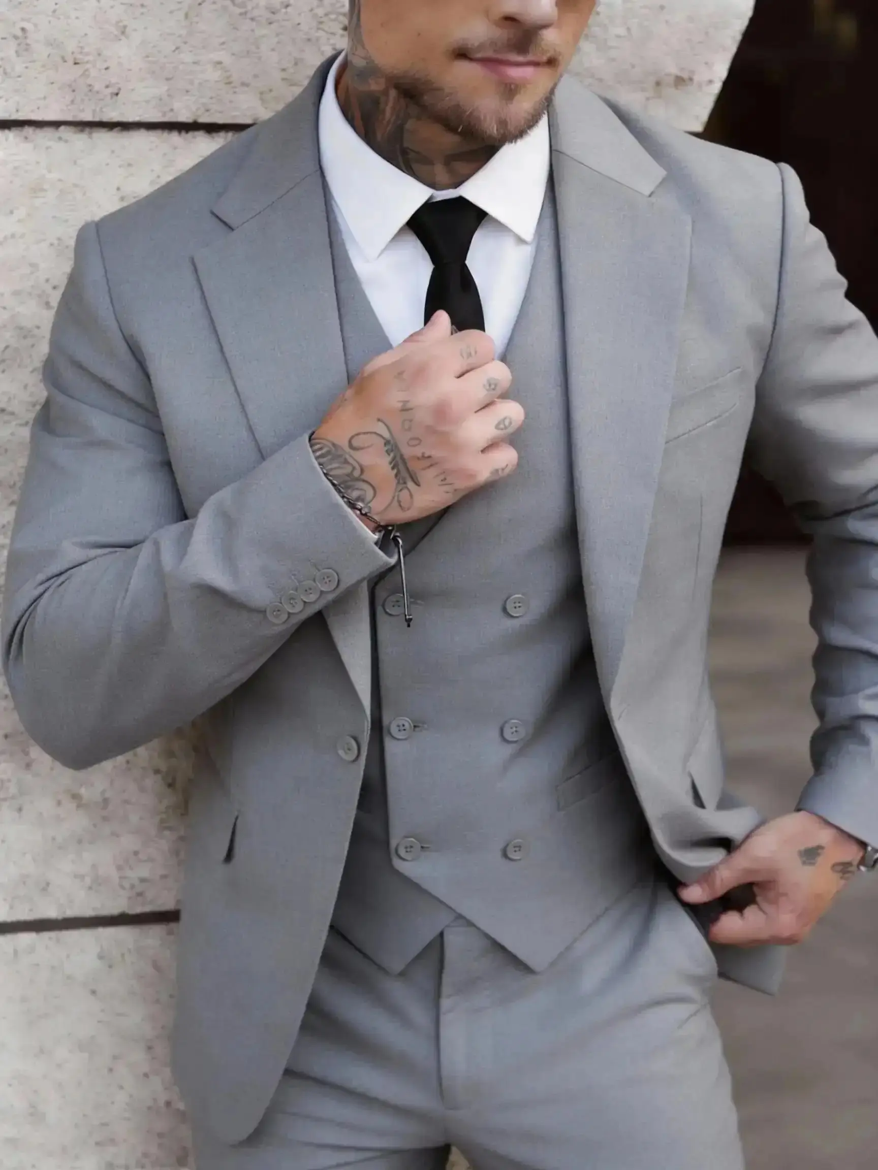 Men's 3-Piece Slim Fit Serge Suits Long Sleeve Great for Business Casual & Office, Wedding Groom Attire, Ceremonies and Party Occasions Formal Wear Matching, Trendy and Classic, Comfortable