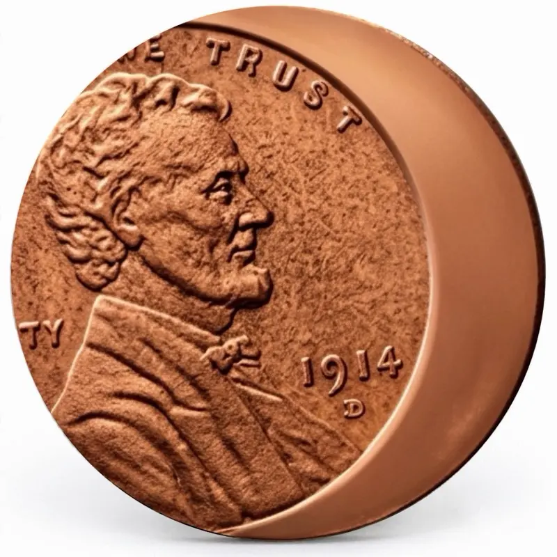 1914 D Lincoln Wheat Cent Off Center Double Struck Error Coin - Uncirculated | Historical Collectible | Display & Gift Token