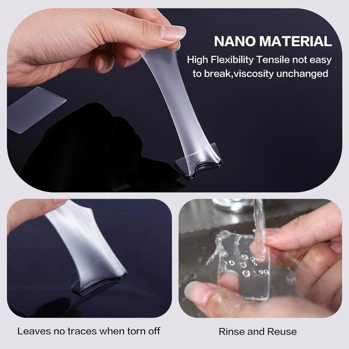 48 Pack Nano Double Sided Adhesive Pads, Clear Heavy Duty Mounting Tape