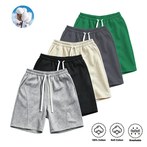 ColorArea Men's 100% Cotton Jogger Shorts - Knee-Length Cropped, Plain, Soft, Classic Relaxed-Fit, Mid-Waist, Adjustable Stretch Elastic Drawstring Waist, Side Pockets, Athletic Running Lounge Summer Streetwear Bottoms, 100% Cotton Men's Shorts, Adjustabl