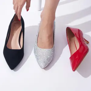 Womens Kitten Heels,Classic 2 Inch Low Heel Pumps Slip On Closed Pointed Toe Pumps Office Work Dress Heeled Pump Shoes