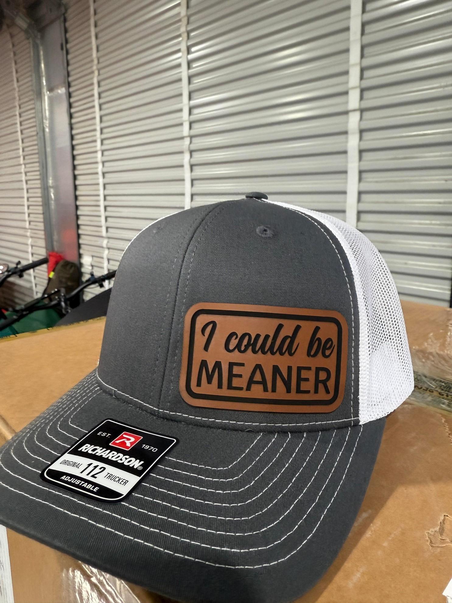 [HOT SALE] Richardson 112 I could be meaner Hat - I Hate Pulling Out Leather Patch Trucker Hat - Richardson 112 Mesh Back Cap - Fishing & Boating Gifts for Men