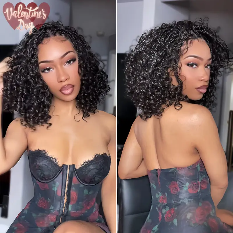 Frodio Veralux™ 13x6 HD Lace Wig Glueless Wear & Go 12” Boho Braids Water Wave Pre-Cut Lace Wig – Premium Fiber, Beginner Friendly