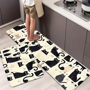 Cats Animal Kitchen Mats: Non-slip, Durable Bathroom Pads, Comfortable Standing Runner Rugs, Carpets for Kitchen, Home, Office, Sink, Laundry Room, Bathroom, Spring Decor, Available in Different Sizes