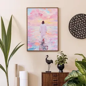 Paint by Numbers for Adults and Kids, Pink Wall Art Religious Christian Painting by Number Kits On Canvas, Jesus Number Artist Paint by Number Kit Funny DIY, Home Wall Decor, Gifts 10X13.78in