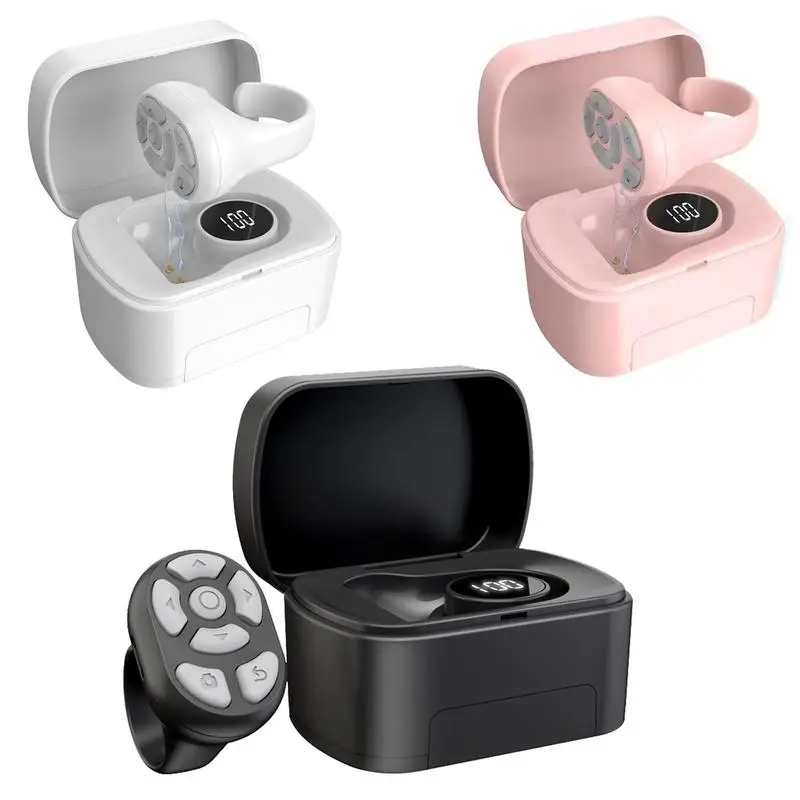 Wireless Remote Control Ring with Digital Display, 1 Count Rechargeable 7-key Roller Clicker, Selfie & Video Control for Smartphones & Tablets, Phone