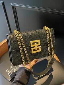 Women's Fashionable Chain Strap Crossbody Bag, Casual Solid Color Shoulder Bag for Daily Used, Trendy Versatile High-quality Daily Commuting Bag