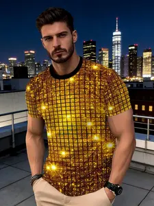 Men's Casual Sports 3D Printed T-Shirt, Athletic Fashion Activewear, Vibrant Street Style, Breathable Round Neck, Summer Top, Cool Gift