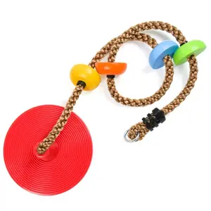 Tree Swing for Kids Backyard Single Disc Rope Climbing Seat for Tree Indoor Outdoor Playground Swing Set Accessories with Thickening 4 Ft Strap-Red