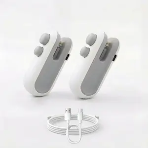 Portable USB Rechargeable Bag Sealer: 2-in-1 Heat Sealing Machine with Cutter, Mini Air Tight Sealers for Food Storage, Plastic Bags & Snack Storage (2-Pack)