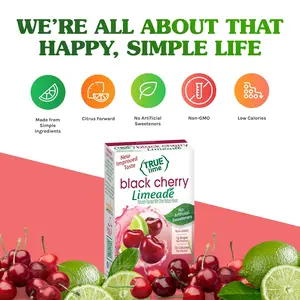 Black Cherry Limeade Drink Mix (10 Packets) | Made from Real Limes | No Preservatives, No Artificial Sweeteners, Gluten Free | Water Flavor Packets & Water Enhancer with Stevia