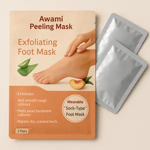 Awami Feet Renew Exfoliating Foot Mask Wearable Sock-Type 2 Pairs for Callus Removal & Heel Repair China Made Daily Nail Repairing Solution