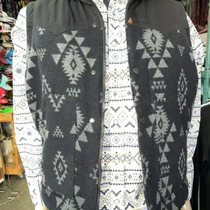 Black Platini Vest with Geometric Patterns and Button Details