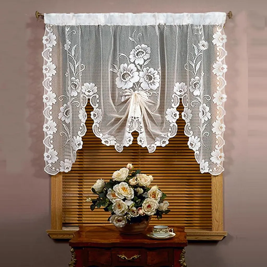 1pc Solid Color Pull-Type Kitchen Curtain, Lightweight Sheer Curtain, Rod Pocket Design, Easy Install Curtain, Room Divider Suitable For Bedroom, Living Room, Dining Room, Kitchen Decor, Lightweight Curtains