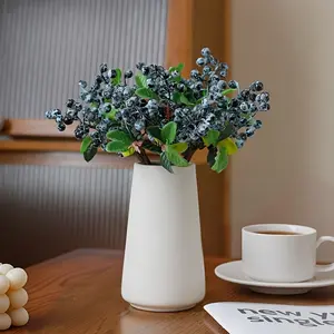 3/6/9pcs Artificial Blueberries Fruit Stems Fake Berries Picks, Plastic, Non-Electric, No Battery, for Thanksgiving, Home, Wedding, Party, DIY Flower Arrangement Garland Bouquet, Plant Decorations