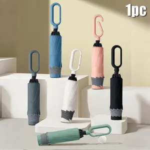 Portable Large Size Automatic Ring Hook Umbrella, Unisex All-Weather UV Protection Folding Sunshade, Compact Fashion Design for Outdoor Travel Rainy Season, Foldable Umbrella, Lightweight Umbrella, Rainproof Umbrella