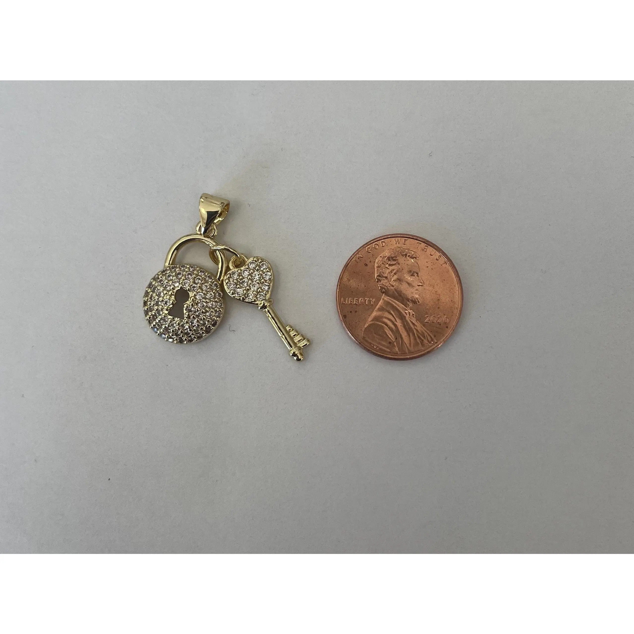 Mini CZ Lock & Key Charm