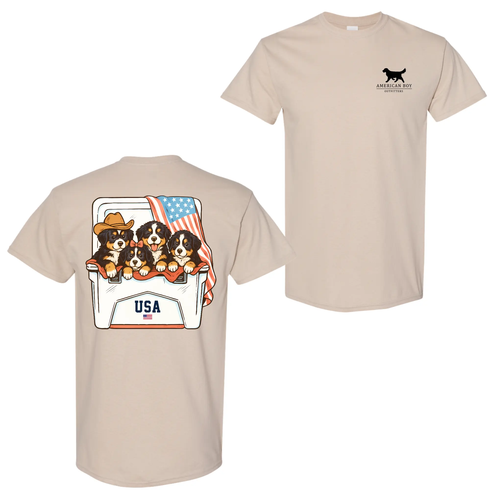 American Boy - Bernese Mountain T-shirt, 2-sided Graphic Tees, Cute Dog Shirt for Men and Women, Menswear Streetwear, Casual Summer Top