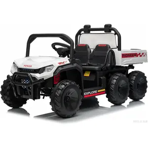 24V Ride on Toys, 2 Seater Dump Truck Car for Kids 4-8, 4WD Electric Tractor with Remote Control, Dump Bed, 3 Speed Modes, Music Player