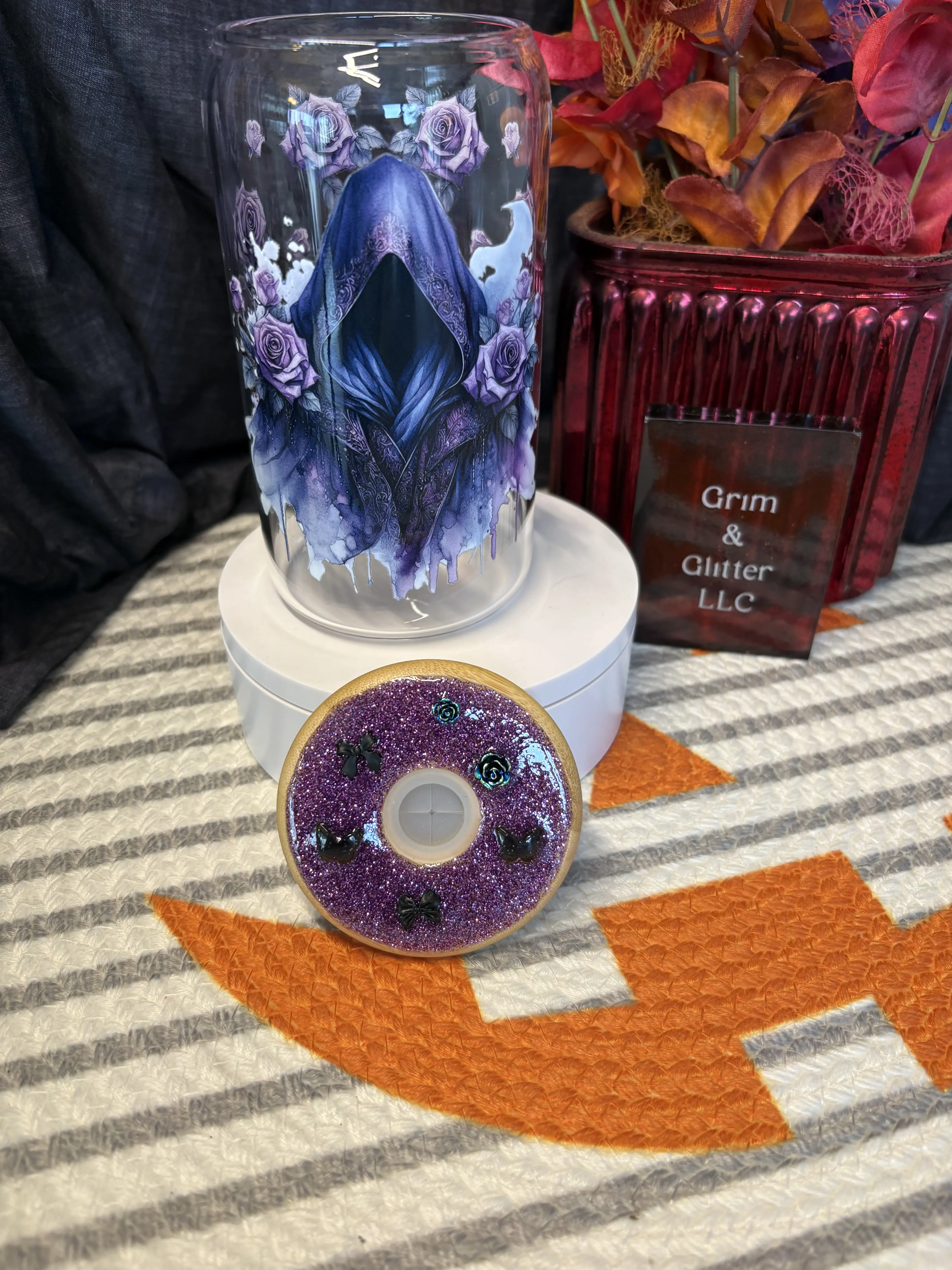 16oz Glass Tumbler - Purple Ghost