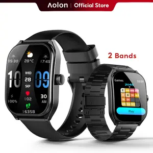 【Business Style】Aolon Curve Smart Watch 2.01" Screen IP68 Waterproof, Wireless Calling, 100+ Sports Modes, Health Monitoring, Assistant Weather Push, Stopwatch, Timer, Stopwatch And OtherFunctions, Compatible With Android And iPhone Phones