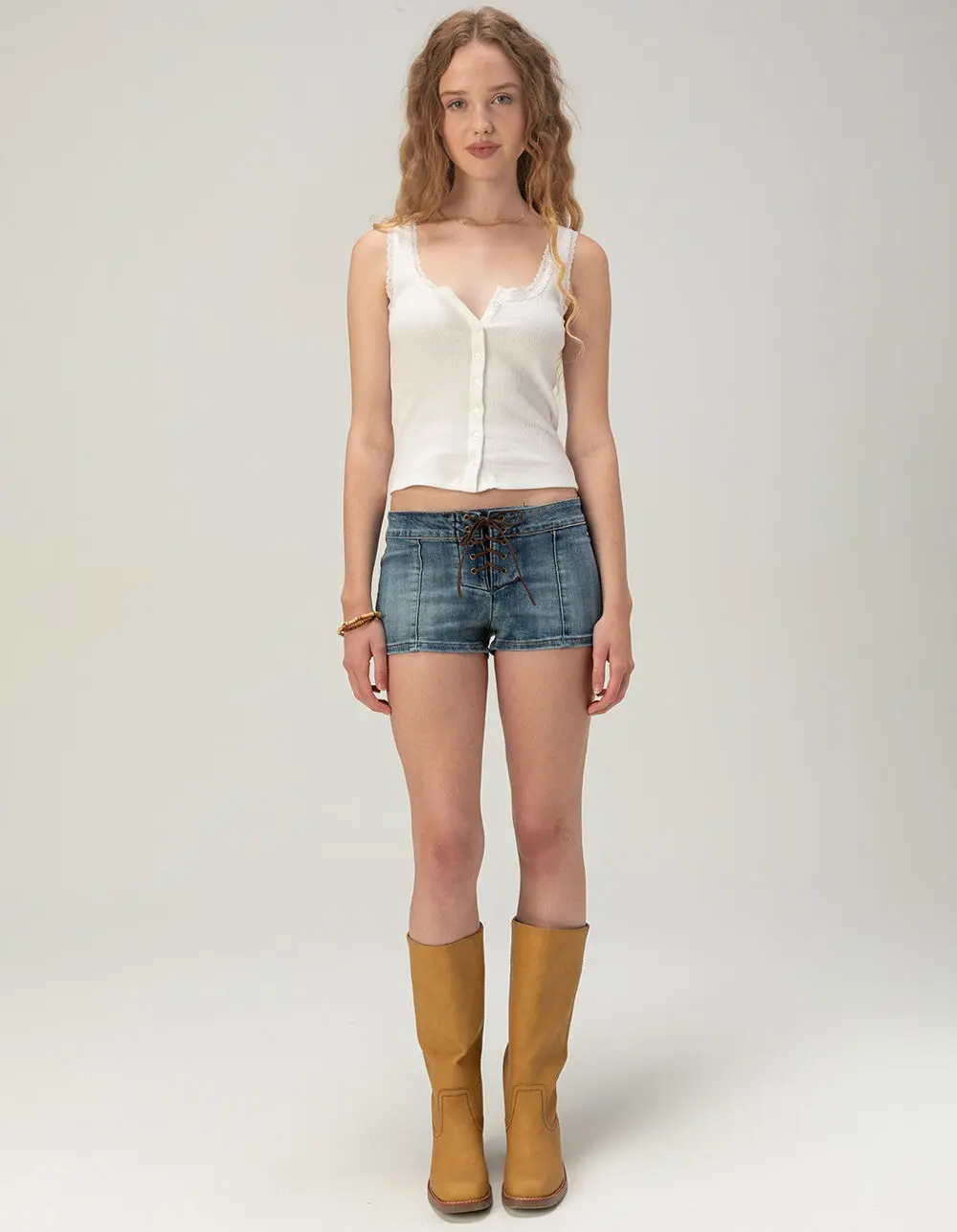 RSQ Womens Low Rise Lace Up Micro Shorts