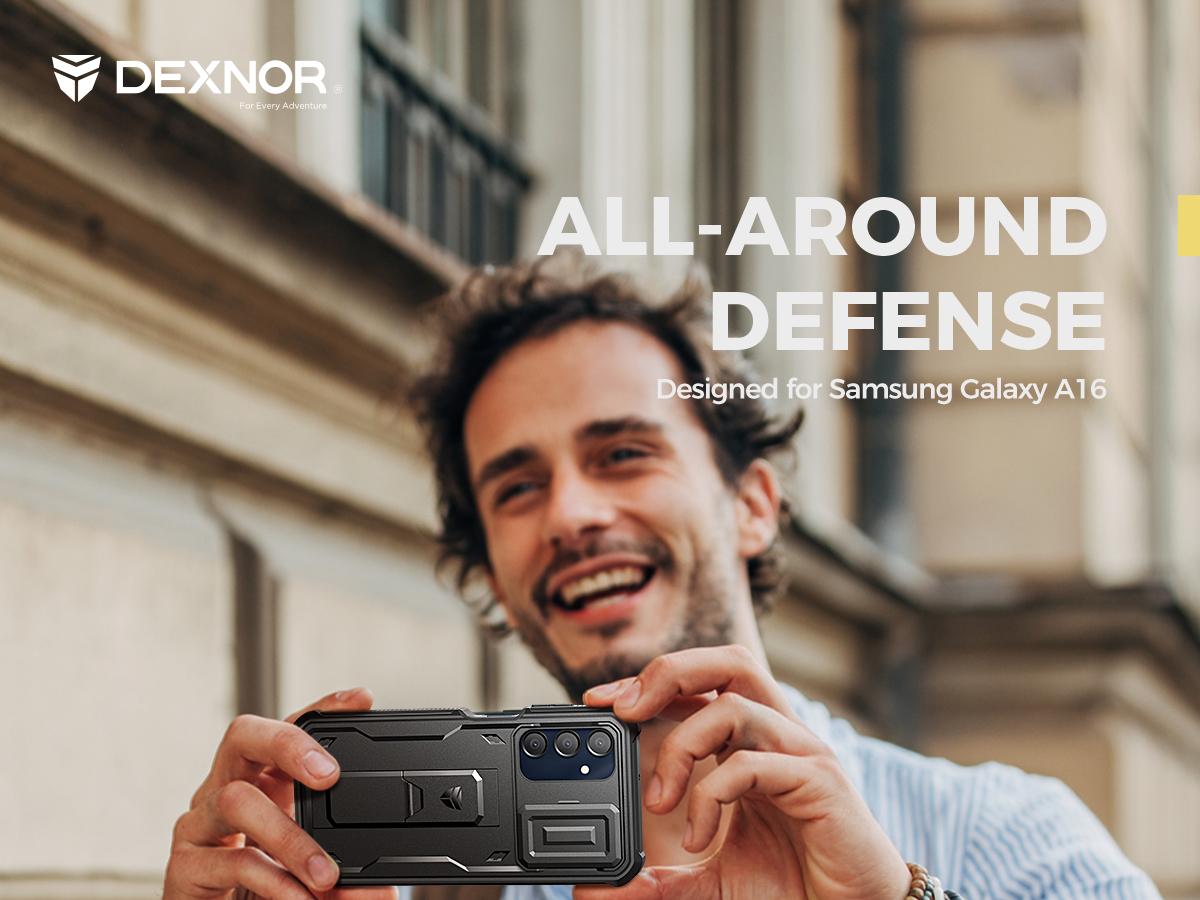 Dexnor for Samsung Galaxy A16-5G Case, 2 Front Frame Bulit-in Slide Camera Cover & Kickstand Heavy Duty Protection Shockproof Samsung A16-5G Case with Screen Protector