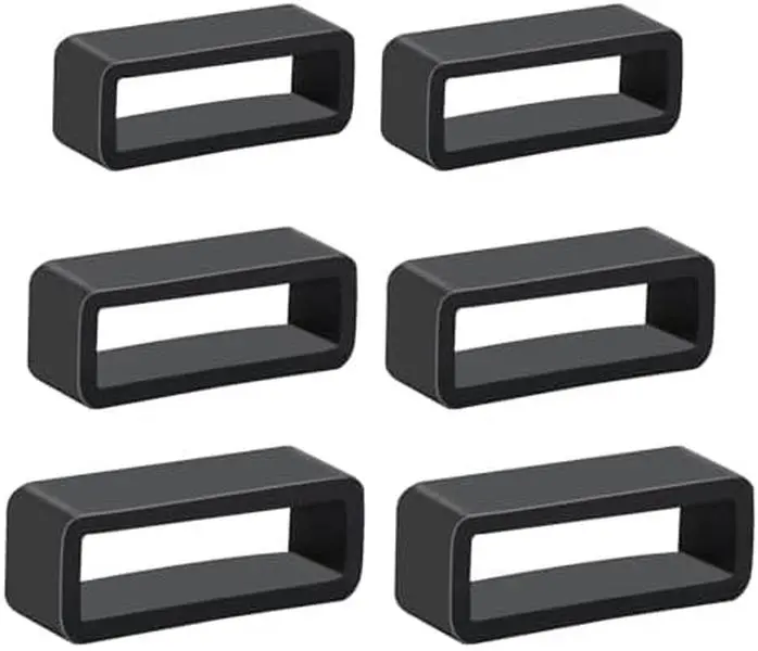6 Pcs Durable Silicone Wearable Band Keepers - 18mm/20mm/22mm Black Rubber Loops, Smart Sport Compatible Tech Accessories, Aftermarket O-Ring/Spacer Watch Strap Retainer Fasteners, Fashion Watch Replacements, Aftermarket Watch Straps