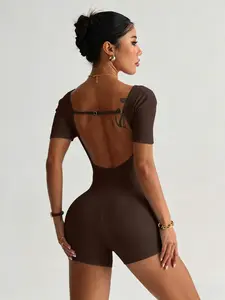 Women's Sportswear Jumpsuit, Backless Sports Romper, Sleeveless Backless Design, Ideal for Fitness & Daily Wear, Comfortable Fit for Active Lifestyles