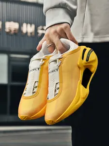 1 Pair of Unisex Colorful Trendy Cool Running Shoes | Futuristic Cyber Style | Gradient Color Block + Floating Hollow Outsole + 6 Color Options | Night Runs / Street Style / Fashion Snaps, Eye-Catching Futuristic Sneakers