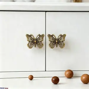 6pcs Vintage Butterfly Handle Accessory Set with Hollow-Out Carving Craft for Craft Making/Vintage Decoration/DIY Creativity/Wardrobe/Drawer/Jewelry Box Upgrade Furniture & Home Decor，Vintage Handles for Furniture