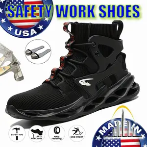 High Top Breathable Anti Crushing Anti Piercing Steel Capped Work Shoes