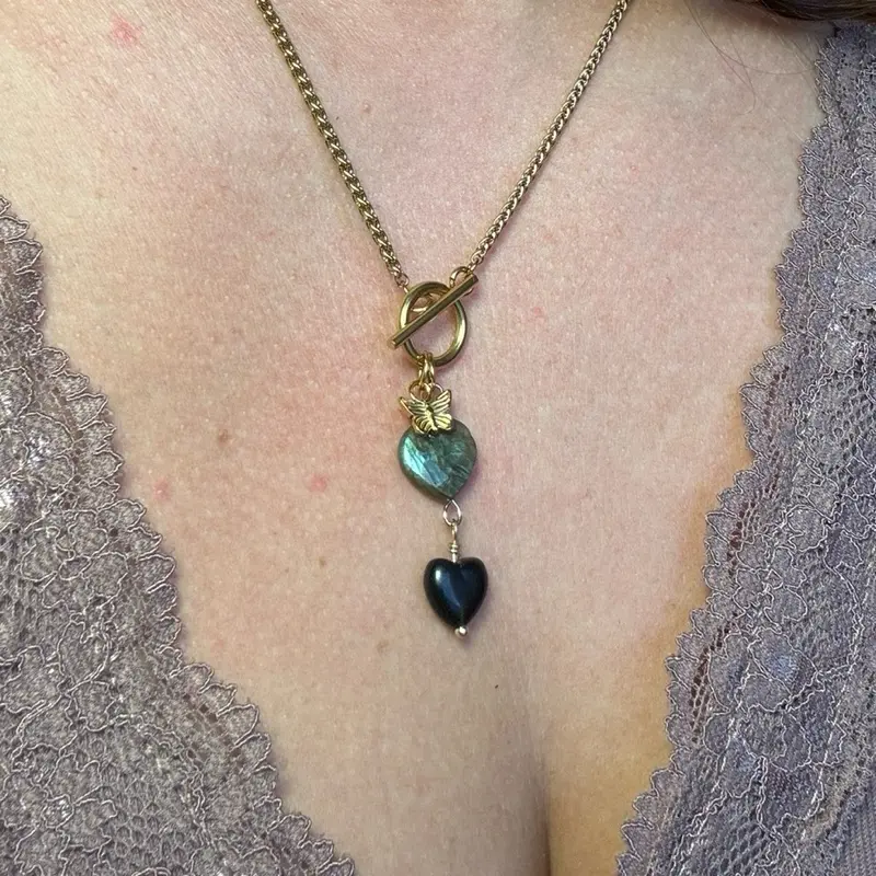 Dainty Drip Crystal Magic Energy Necklaces - Add Charms Separately - Stainless Steel Hypoallergenic Waterproof Fade Proof Tarnish Free 14k Gold Plated Very Long Lasting. Unique Customizable Double Crystal Healing Energy Small Women Owned Business.