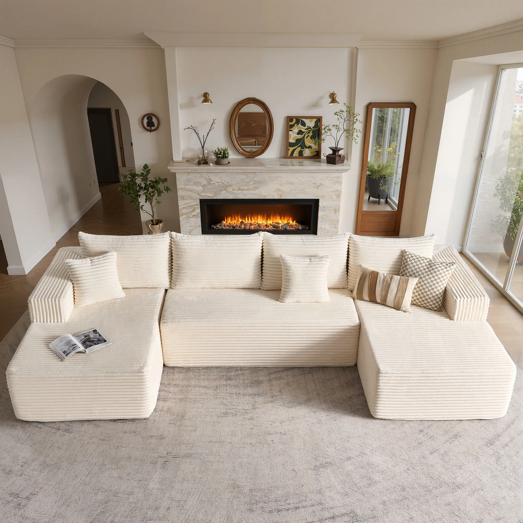 White | 135" U-Shaped with 2 Chaise