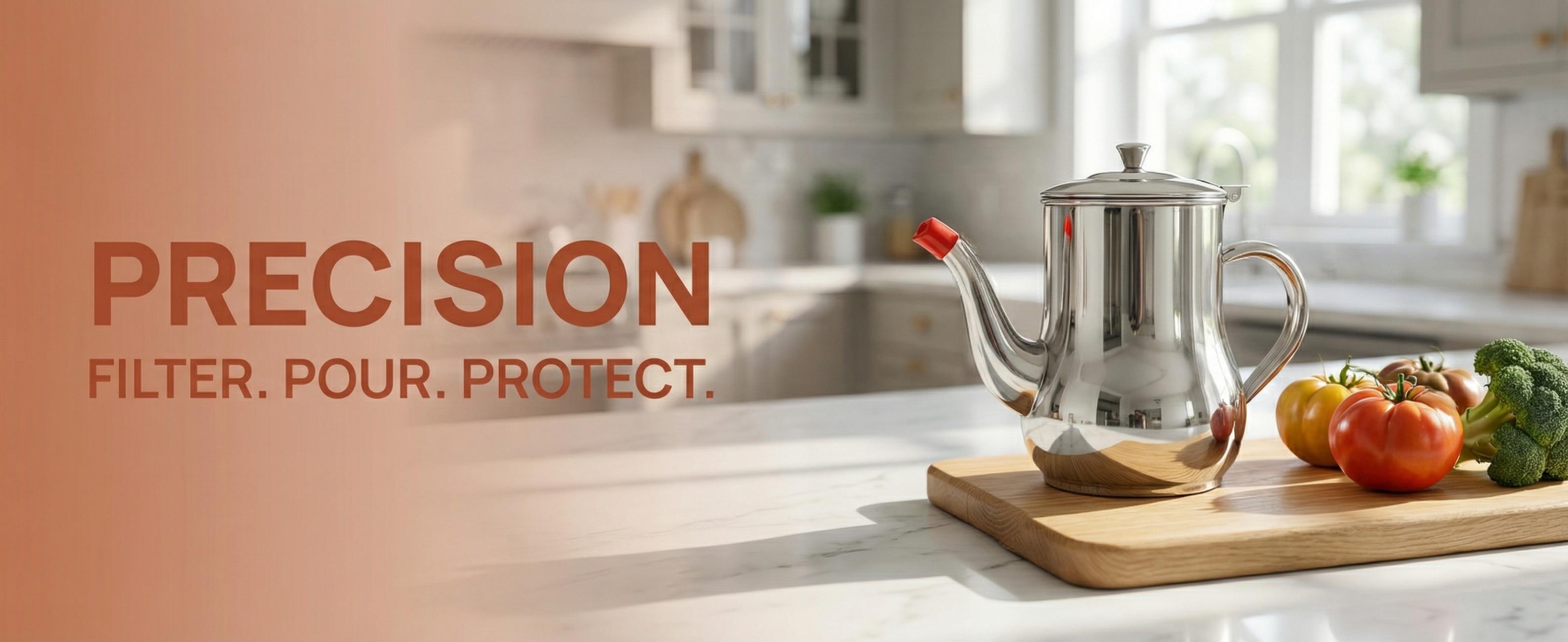 Don't Waste Your Cooking Oil!  304 Stainless Steel Oil Filter Pot | Fine Mesh Strainer for Deep Frying Oil | Reusable & Mess-Free