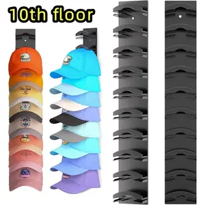 Hat Organizer Hold up to 20 Hats, 2 Pack Hat Rack for Wall with Strong Adhesive, Hat Organizer for Baseball Caps Display for Door Closet, Hat Hanger Holder Multilayer Two Mounting Option