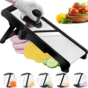 Adjustable Stainless teel Mandoline Slicer, Chopper  Julienne Cutter with Free Cut-Resistant Gloves