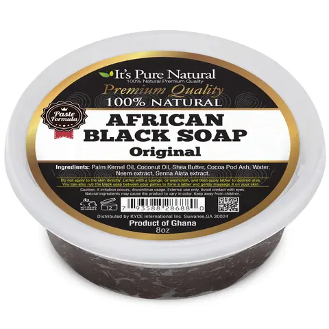 It's Pure Natural African Black Paste Soap 8oz Original Raw Soap for Face & Body  Body Wash