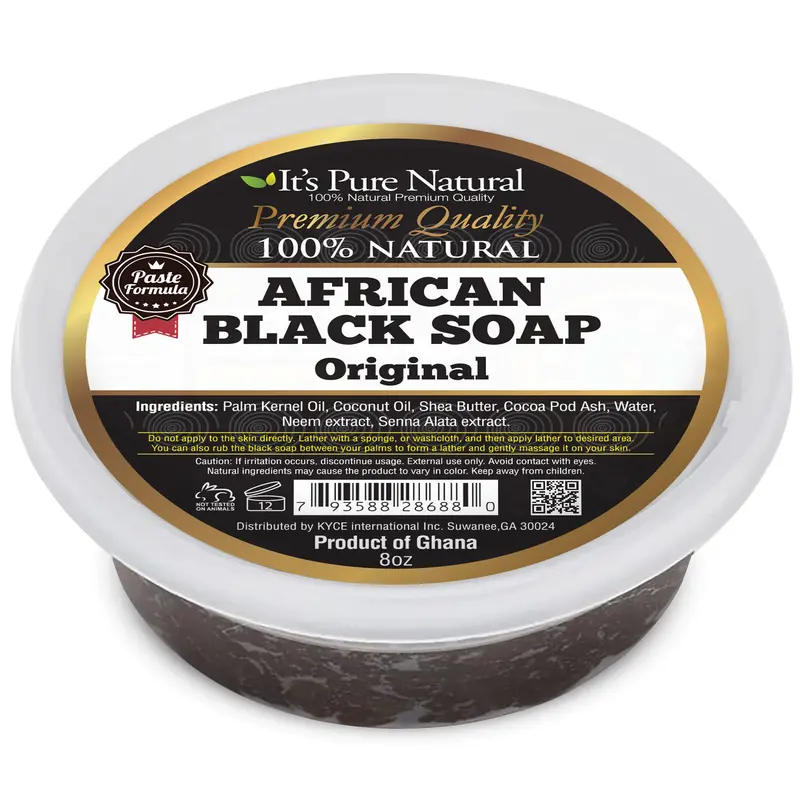It's Pure Natural African Black Paste Soap 8oz Original Raw Soap for Face & Body Body Wash