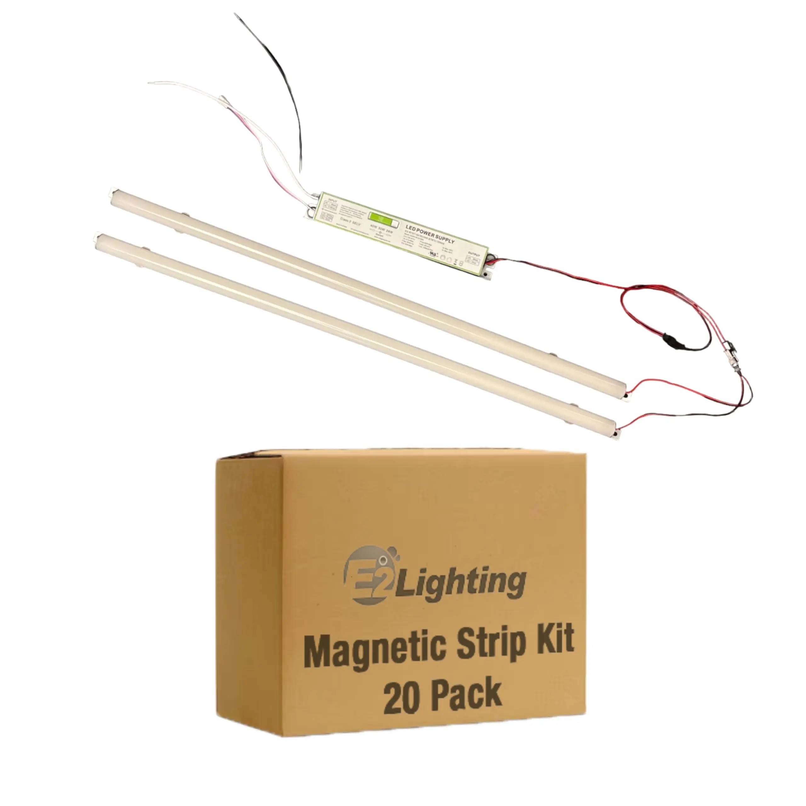 E2 LIGHTING Retrofit Kit 4ft LED 40W 20-Pack, Magnetic Linear Strip, Fluorescent to LED Conversion Kit 4000K, 2x4ft Panel Light Tube, 5400LM Daylight White, 0-10V Dimmable, Office Use