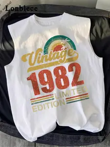 Men's Regular Fit 1982 Tropical Print Tank Top, Casual Breathable Quick Drying Sleeveless Top for Gym Workout Running, Tank Tops Workout, Fashion Men's Clothes for Summer, Menswear