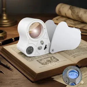 Portable 30X 60X LED Illuminated Jewelers Loupe: Professional Magnifier for Coins, Stamps, Gems & Antiques. Handheld Microscope for Jewelry, Rock & Stamp Inspection.