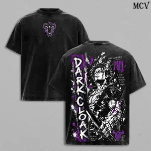 Yami Sukehiro Black Clover Anime Graphic Tee | Black Bulls Captain Vintage Washed T-Shirt | Heavy Cotton Oversized Y2K Streetwear Top