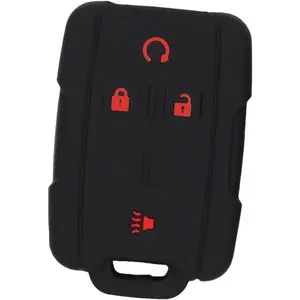 Silicone Key Fob Cover, Remote Key Protector Fit for Chevy Silverado 4500HD-6500HD Colorado 2015-2022 GMC Sierra Yukon, 4 Buttons Keyless Remote Holder(Black)